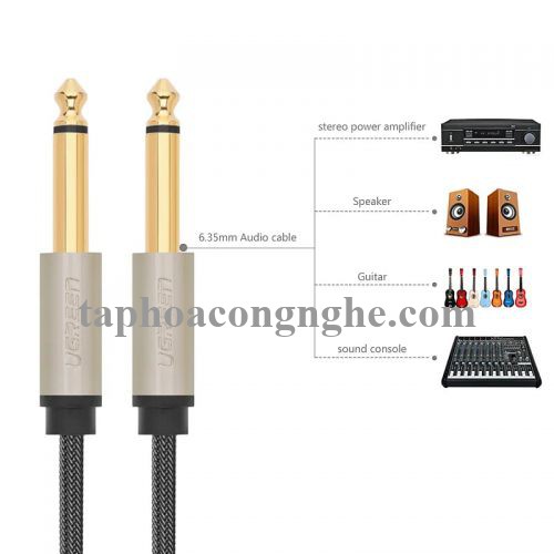 Ugreen 40815 10M màu Đen Cáp âm thanh 2 đầu 6.5mm dương cao cấp AV128 30040815